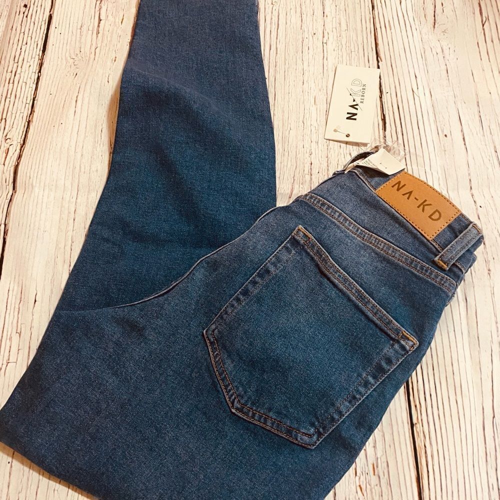 NA-KD Organic Cotton High Waist Straight Leg Five Pocket Mom Jeans size 4 - Picture 10 of 10
